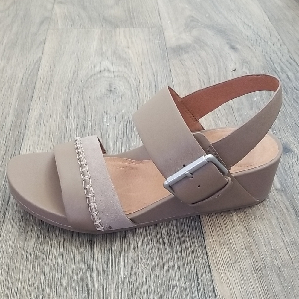 NEW! Taupe Slingback Wedge Sandal